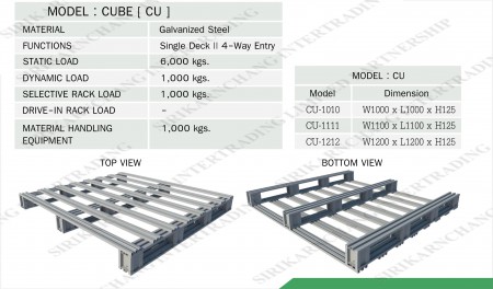 ONE-WAY PALLET : MODEL : CUBE [ CU ]  MODEL : CU1010 พาเลทเหล็ก พาเลทชุบกัลวาไนซ์ พาเลทสำหรับวางสินค้าส่งออก รับน้ำหนักได้ 1 ตัน